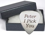 Both Sides Laser Engraved - Personalised Engraved Guitar Pick Plectrum, Gift Box option, BOLD CONTRASTING ENGRAVING - GIFT WEDDING MUSIC PRESENT CHRISTMAS BIRTHDAY (Gift Box)