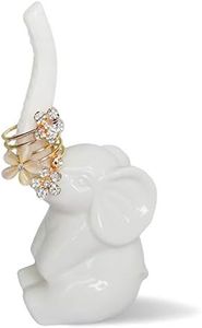 HOME SMILE Elephant Ring Holder for Jewelry,Engagement Wedding Ring Display Holder Stand Trinket Trays (Litltle White)