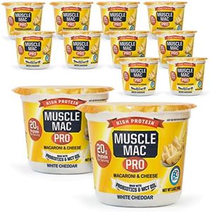 Macaroni and Cheese Microwavable Cups Made With Probiotics And MTC Oil, 20g Protein Per Serving, Real White Cheddar Cheese By MUSCLE MAC PRO, (12 Pack)