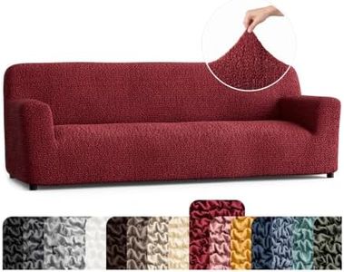 PAULATO BY GA.I.CO. Sofa Slipcover - Stretch Couch Cover - Stylish Cushion Sofa Cover - Soft Fabric Slip Cover - 1-Piece Form Fit Washable Protector for Pet - Microfibra Collection - Burgundy