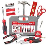 Hi-Spec 42 Piece Red Hand Tool Set for Home & Office - Essential DIY Tools for Repairs and Maintenance with Plastic Tool Box Storage, New Home Essentials