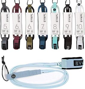 SYMPL Premium Surf Leash Light Surfboard Leash, Surfing Accessories, Longboard, SUP Paddle Board, Strong Quick Release Pull Cord, Neoprene Ankle Cuff, Key Pocket, Foot Rope, Sizes 6,7,8,9 ft. Colors