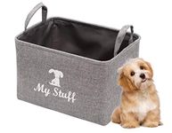 Pethiy Canvas Dog Toy Storage Dog Toy Basket Box for dog toy bins, Dog Blanket, Dog Clothes Storage - Pet Toy and Accessory Storage Bin-Gray