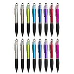 MiSiBao Stylus Pen, Black Ink 2 in 1 Capacitive Stylus&Twist ballpoint Pen with Comfort Grip for Universal touchscreen Devices,Tablets,iPad, iPhone with 8 Refills (16-count)