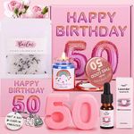 Bath Set 50th Birthday Gifts for Women, Unique Skin Care Happy 50th Birthday Hampers for Her Pamper Gifts Basket for 50 Year Old Women, Female 50th Birthday Presents Ideas for Women Best Friend Sister