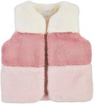 Mud Pie Girls Children Pink Color Block Fur Vest