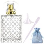 JJKMALL- 100 ml (3.4 oz) Large Clear Thick Glass Empty Bottle, Gold Spray Perfume Bottle Atomizer Bottle Makeup Tool (Gold) 1pc Free Funnel Filler 1PC Free 3ml dropper 1pc free Storage Gift bag