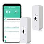 WiFi Hygrometer Thermometer Sensor: Smart Temperature Humidity Monitor, with Remote Monitor and TUYA APP Notification Alert, High Precision Indoor Thermometer No Hub Required, Work with Alexa (2-Pack)