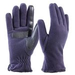 isotoner Women's Stretch Fleece Gloves with Microluxe Lining and Smart Touch Technology Cold Weather, Midnight Blue-Smartdri, One Size