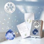 Mooncraftlogy Dog Memorial Gifts for Loss of Dog, Unique Pet Sympathy Gift Idea, Navy Blue Crystal Ball Suncatcher for Remembrance, Rainbow Paw Print Hanging Cat Passing Away Bereavement Present