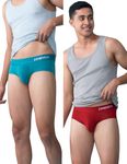 DAMENSCH Men Deo-Soft Supima Modal Briefs-Pack of 2-Tango Red, Ocean Depths-Small