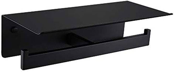 Double Toilet Paper Holder APL SUS304 Stainless Steel Bathroom Paper Tissue Holder with Mobile Phone Storage Shelf Rack (Matte Black)