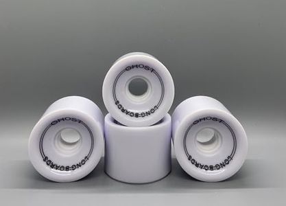 GHOST BOARDS Ghost Wheels - 70MM 78A Long Board Wheels with ABEC-7 Bearings for Cruising & Carving - Solid Urethane Wheels for Tricks - Urethane Skateboard Wheels Built for Tricks & Control (White)