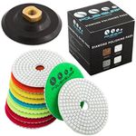 Diamond Polishing Pads 4 inch Wet/Dry Set of 11+1 Backer Pad for Granite Concrete Marble Polishing plus eBook - Polishing Process Best Practices by POLISHSURF