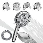 SparkPod 5 Inch 9 Spray Setting Shower Head - Handheld High Pressure Jet with On/Off Switch, Pause & Waterfall Setting- Premium ABS Removable Handheld Shower Head with Hose (6ft) (Polished Chrome)