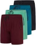 4 Pack: Men's Big & Tall King Size Heavyweight 7 Inch Inseam Active Athletic Running Quick Dry Mesh Shorts Zipper Pockets Drawstring Basketball Bottoms Soccer Workout Gym Tennis Workout - Set 12, 4X