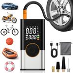 LUOCAI Tyre Inflator Portable Air Compressor,6000mAh&150PSI Cordless Tyre Inflator with LED Light,Electric Car Pump with Pressure Gauge & Auto Shutoff,Tyre Pump for Car Bicycle Motorcycle Ball