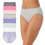 Carole Hochman Womens Cotton Underwear - Soft Stretch Smooth Panties - Full Coverage High-Cut Briefs - 8 Pack, Sweet Lavender/Cloud Dancer/Dot Buds Aqua/Dusted Peri/Texture Grey/Potpourri/Pink