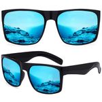 grinderPUNCH XL Men's Big Wide Frame Polarized Sunglasses for Men and Women Sports Driving Fishing Lightweight Glasses, Blue Mirrored…