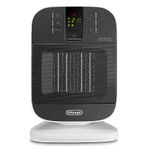 De'Longhi Bend Line, Ceramic Fan Heater 2kw, Room Thermastat, 24hr Timer, Digital Control Panel, Anti Frost Frunction, Oscillating base, Auto-Off, For Rooms up to 60m3, HFX60V20, Black and White