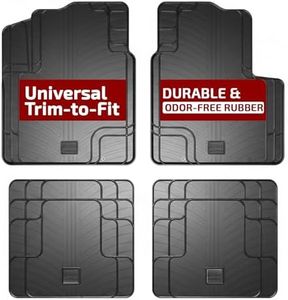 Gledring USA Universal Floor Mats for Cars, Trucks, & SUVs - Trim-to-Fit All Weather Rubber Car Floor Mat - Full Set Front & Rear Car Mats with Non-Slip Grip - Easy to Clean (4-Pieces)