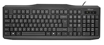 Trust Classicline Wired Full Size Keyboard for PC and Laptop, UK Layout - Black