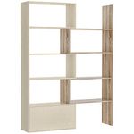 HOMCOM Bookcase with Rotating Storage Shelf, Multifunction Bookshelf, Space Saving Design for Home Office, White Oak