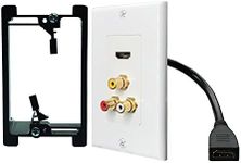 HDMI Wall Plate,HDMI 2.0, RCA Wall plate with Single Gang Low Voltage Mounting Bracket,Yomyrayhu,HDMI Pigtail RCA Wall Plate,White