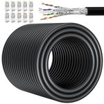 Ethernet Cable 100m, Cat 7 Long Bulk Internet Cable 100 Meters High Speed LAN Cable Outdoor RJ45 Network Cable Shielded SFTP Patch Wifi Cable Black Waterproof Anti-interference -for PC Router Xbox