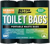 45 Portable Toilet Bags, Biodegradable 5 Gallon Human Waste Bags for Camping, Boating, Car & Compost, Fits Bucket Seat, Outdoor Use