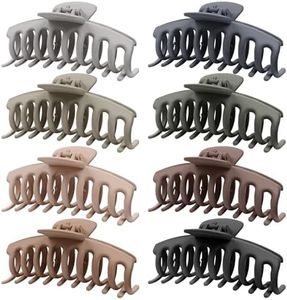 TOCESS Hair Claw Clips for Women – Large Hair Claw Clips for Thin Thick Hair Big Neutral Claw Hair Clips for Curly Hair Matte Nonslip Strong Hold 4.33 Inch Jumbo Claws Jaw Clips Set (8 Pcs)