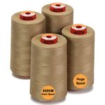 New brothread - 30 Options - 4 Large Cones of 5500Y (5000M) Each All Purpose Spun Polyester Thread 40S/2 (Tex27) for Serger, Overlock, Quilting, Piecing and Sewing - Beige