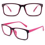 Happy Store CN12 Casual Fashion Basic Square Frame Clear Lens Eye Glasses,Black Rose