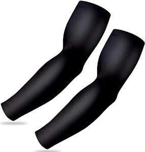 Tough Outdoors Sports Compression Arm Sleeves for Men & Women - Youth, Kids Basketball Shooting Sleeves - Football, Baseball, Black, Medium