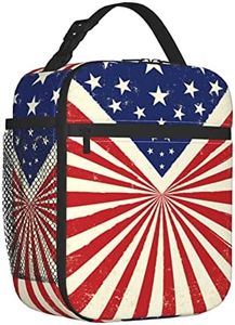 famliihw Vintage American Flag Lunch Box Reusable Insulated Lunch Bag Thermal Cooler Tote For Boys Girls Teen School Men Women Picnic Travel Hiking