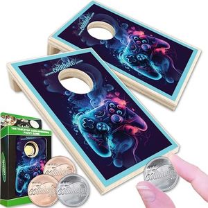 Coinhole Desktop Game Coin Bouncing Party Game Set | Tabletop Cornhole Board Game | Small Cornhole Travel Game Includes Coins (Tabletop Game Set Game Controller)