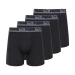 PUMA Men's 4 Pack Active Stretch Boxer Briefs, Black, Small