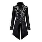 2024 Men's Medieval Gothic Steampunk Tailcoat Jacket Vintage Embroidery Velvet Mid-length Victorian Frock Coat Tuxedo