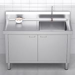 Freestanding Under Sink Cabinet,freestanding Commercial Sink,freestanding Outdoor Sink,Large Capacity Storage with Operating Table Stainless Steel Sink(39in/100cm,左)