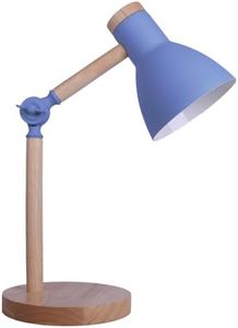 BEL AIR HOME - Lámpara Flexo de Escritorio TEACHER 1xE-27 - Madera y Metal - Diseño Moderno y Elegante para Oficinas y Escritorios de Casa - Altura de 47cm (No Incluye Bombilla) (AZUL)