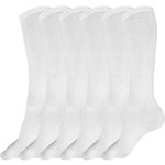 juDanzy 3 Pairs of Boys, Girls and Adult Solid Knee High Uniform Socks for School, Soccer, Football, AFO etc., White, 6-10 Years