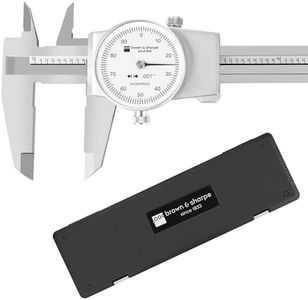 Brown & Sharpe 12-Inch Dial Caliper, Precision Measuring Tool with White High-Contrast Dial,Shock-Protected Stainless Steel Construction, Smooth Slider and Lockting Screw, for Machining & Inspection