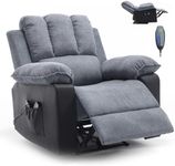 FAMOYI Grey Recliner Chair Electric Recliner Armchair Jumbo Cord Fabric Massage Heated Reclining Chairs with Side Pocket and Remote Control for Home, Living Room