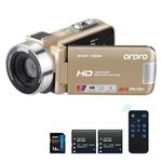 ORDRO B320 1080P Camcorder with 16GB SD Card, 18X Digital Zoom, Night Vision, 270° Rotatable Touch Screen, Full HD 1080P 30MP Camera, 2 Batteries Gold