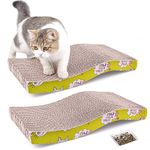 PrimePets Cat Scratching Pad with Catnip, 2 Pack Corrugated Cat Scratcher Cardboard for Indoor Cats, Wave Shaped Reversible Board Kitten Lounge for Furniture Protector, Durable Texture Design