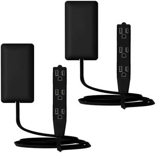 LIDER Flat-Face Outlet Extender with 3 Receptacles, Ultra-Thin Wall Plate Plug with Cord Extender and 3-Outlet Power Strip, 3.1ft Cord, LWE2-315-BK2P, 1625W, ETL Listed, Matte Black, 2-Pack