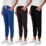 Real Essentials Women's Lounge Jogger Soft Teen Sleepwear Pajamas Fashion Loungewear Yoga Pant Active Athletic Track Running Workout Casual wear Ladies Yoga Sweatpants Pockets, Set 2, S, Pack of 3