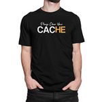 DUDEME Please Clear Your Cache T-Shirts for Programmer, Coding, Developer, Software mens, Round Neck T Shirts for Women, Half Sleeve Tshirt for Men (Black, S)