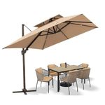 THESHELTERS - Premium Garden Umbrella 360 Degree Rotating Stylish and Durable Outdoor Garden Umbrella with Heavy-duty Cross Base- Patio and Lawn Umbrella, Big Size Umbrella with Stand (White)