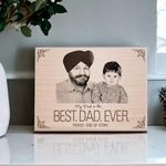 Incredible Gifts India Personalized Engraved Wooden Photo Plaque Gift for World’s Best Dad (12×9 Inches, Beige)